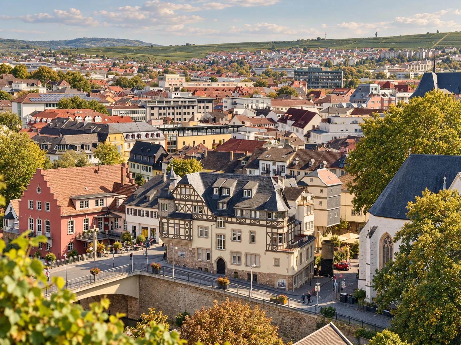 Blick über Bad Kreuznach und die Rhein-Nahe-Region