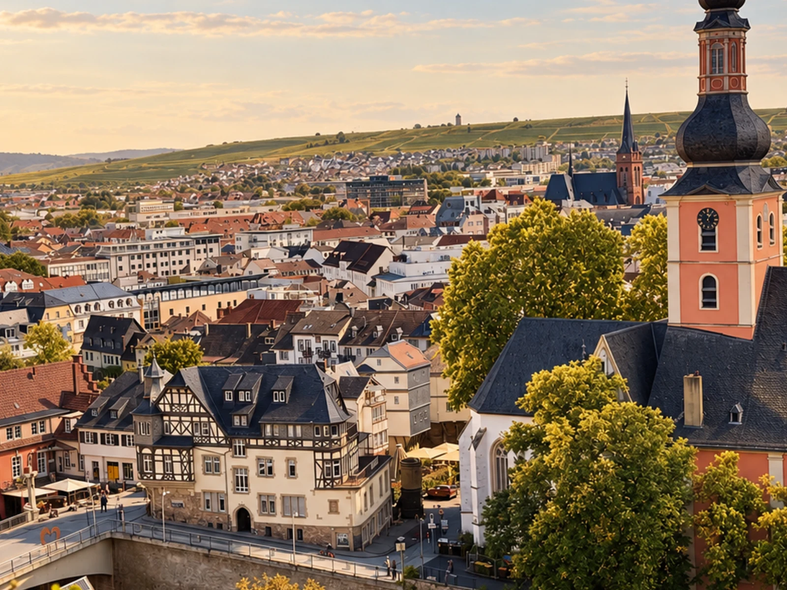 Blick über Bad Kreuznach und die umliegenden Weinberge
